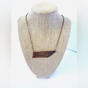 Tennessee Shaped Pendant Copper Necklace Engraved “home”